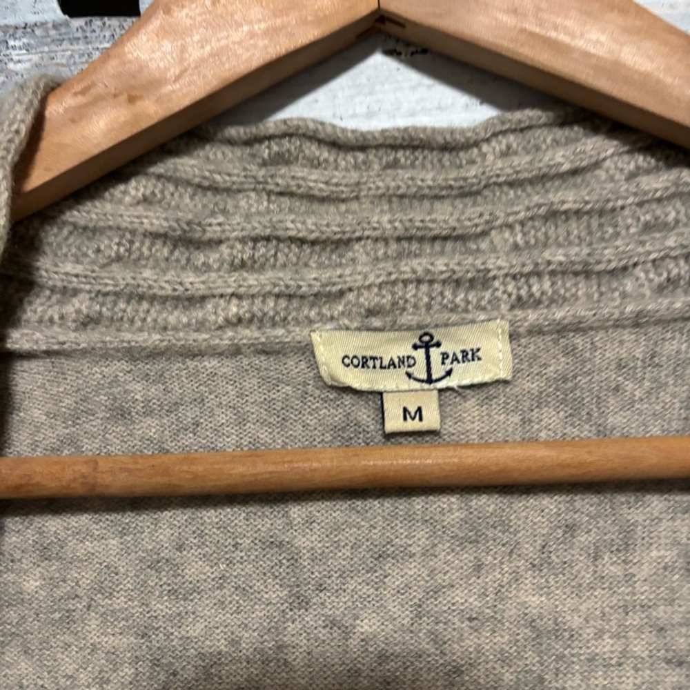 Cortland Park Gray Cashmere Open Front Cable Knit Cardigan Size M - Picture 4 of 6